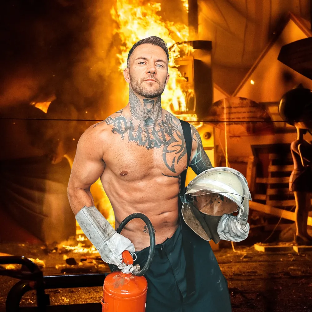 Calvin Flames als Feuerwehrmann